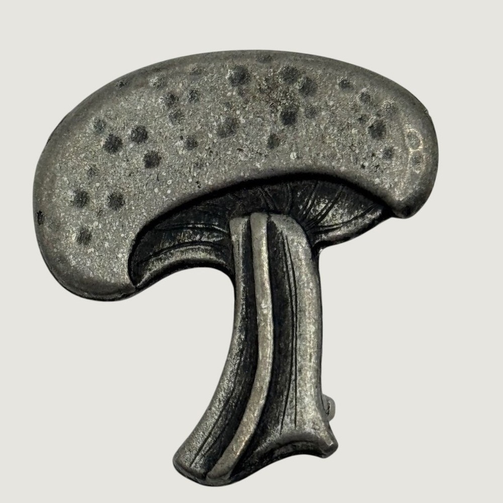 Vintage Metzke Mushroom Pewter Brooch Pin‎